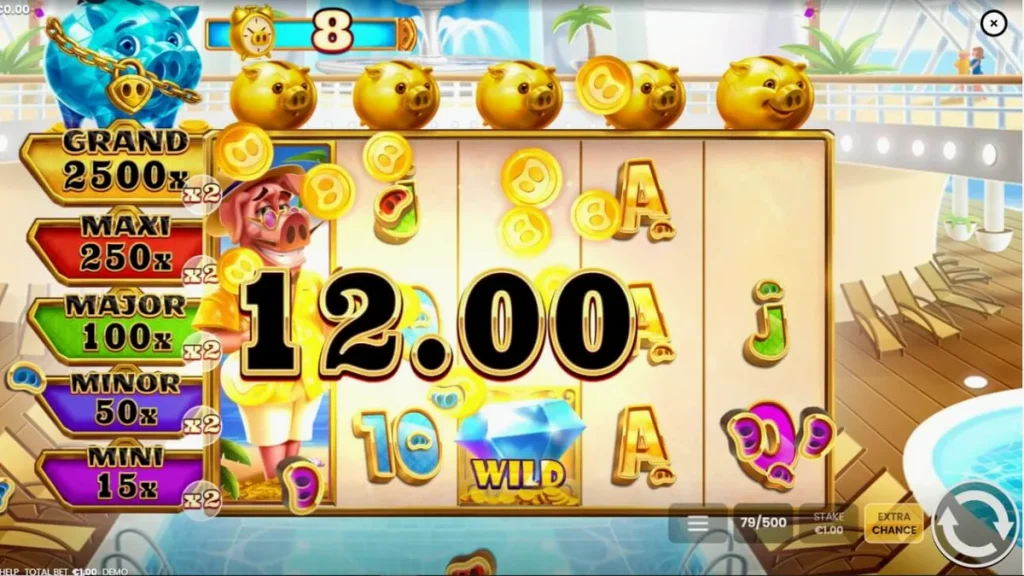 Tampilan visual slot Break the Diamond Piggy dengan tema kapal pesiar mewah