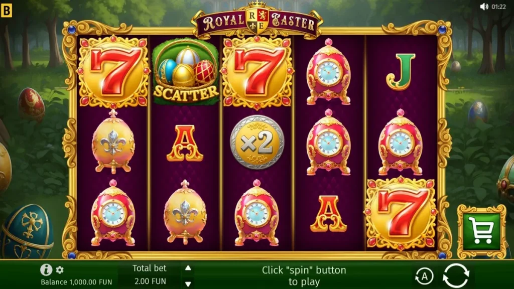 Tampilan visual slot Royal Easter dengan estetika telur Fabergé yang mewah.