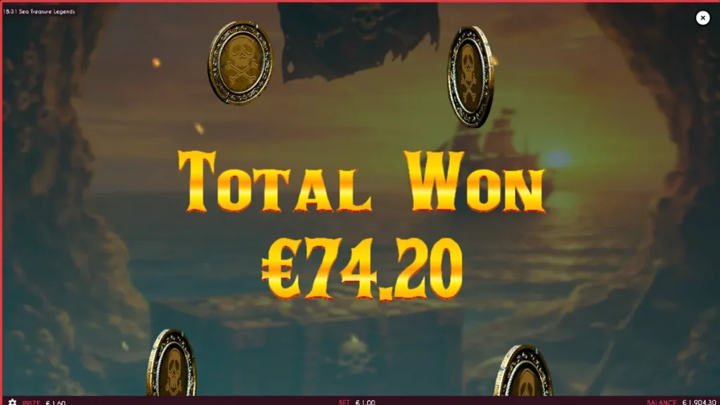 Tampilan visual slot Sea Treasures Legend dengan tema bajak laut